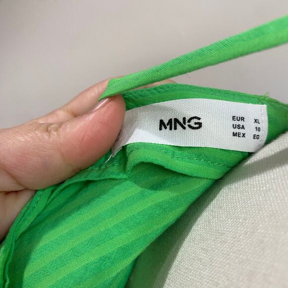 Mango MNG Bright Green V Neck Short Sleeve Maxi Tiered Dress Size 10 - Picture 8 of 9